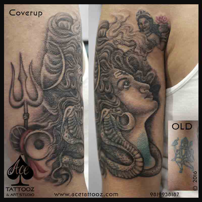 Side Faced Lord Shiva done at Best Tattoo Studio in Navi Mumbai