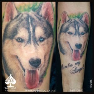 Simba Dog Portrait 3D Tattoo