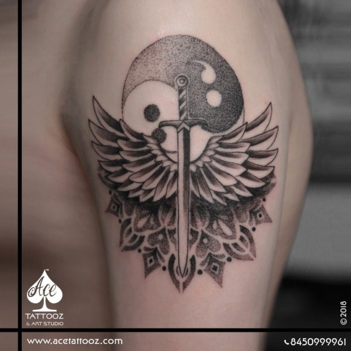Sword-Mandala-with-Semicolon-Yin-Yang-Black-and-Grey-Tattoo-Designs-705×705