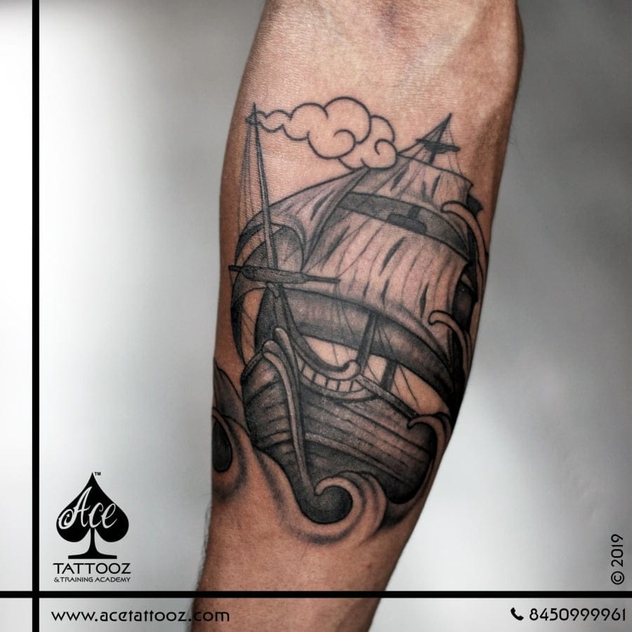 Unique-Ship-Tattoo-on-Arm (1)
