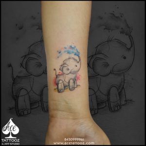 Baby Elephant Cartoon Tattoo