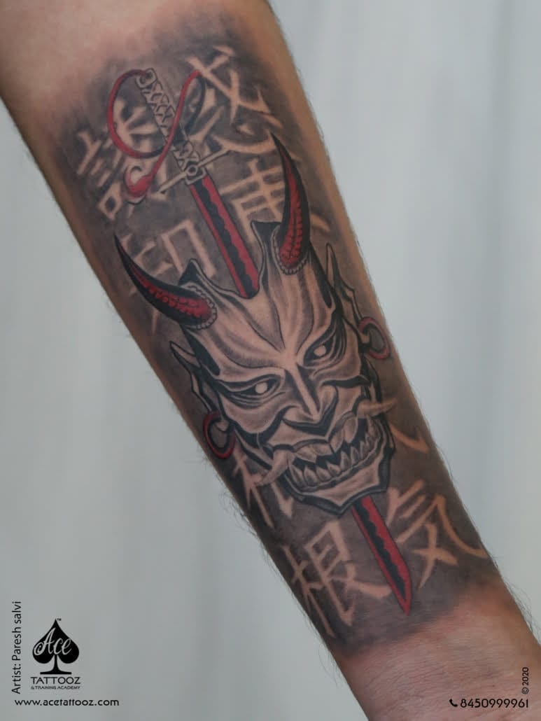 Oni Mask Tattoo