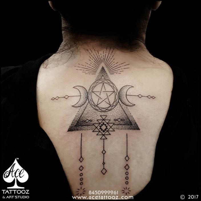 Blackwork Bappa full sleeve tattoo