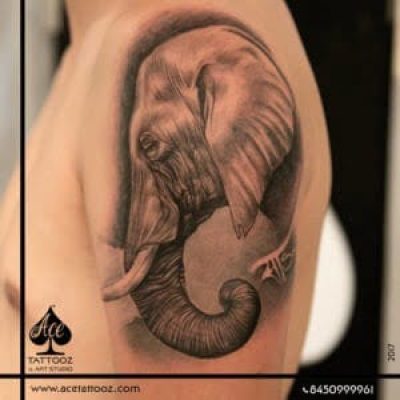 Elephant Face 3D Tattoo