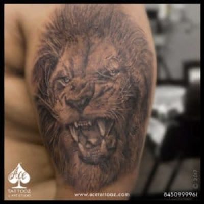 Realistic Lion 3D Tattoo