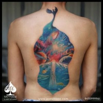 Upside Down Universe 3D Tattoo