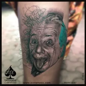Einstein Comic 3D Tattoo