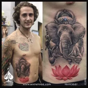 Ganesha Black and Grey Tattoo