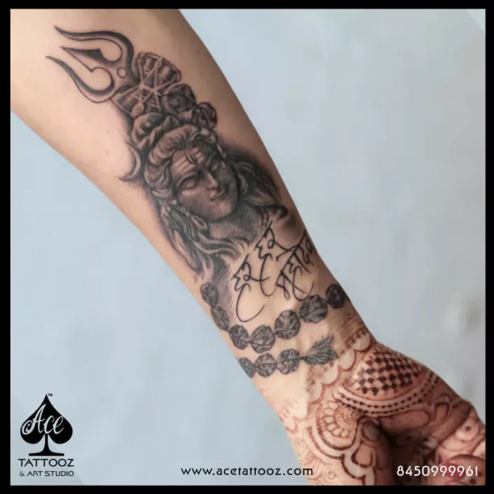 Lord Shiva Tattoos with Rudraksha