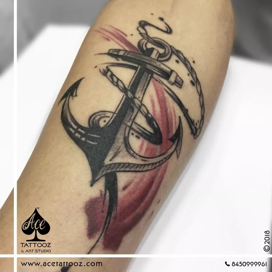 Anchor tattoo on arm editorial stock image Image of beautiful  173288959