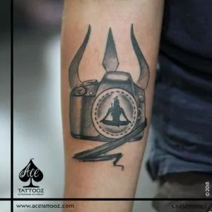 trishul and camera tattoo - Ace tattoos