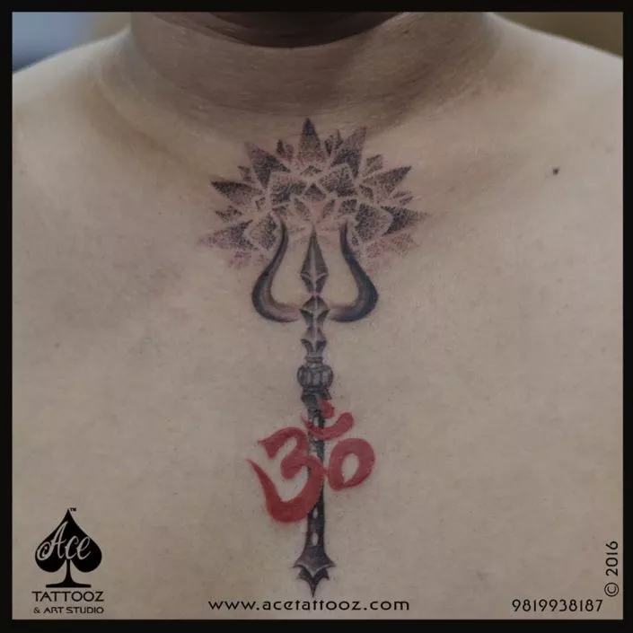 Om and Trishul tattoo - Ace Tattoos