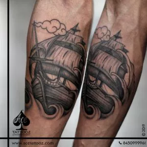 Ship Tattoo against Waves