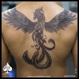 Best Rising Phoenix Back Tattoo