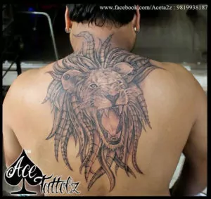 lion back tattoo male