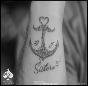 Sister Name Designed in Anchor Best Tattoo Designs for Men