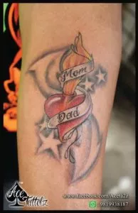 Colourful Mom & Dad Tattoo for Men