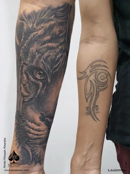 Cover Up Tiger Tattoo on Arm
