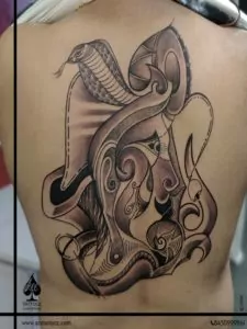 trishul and snake tattoo - Ace Tattoos