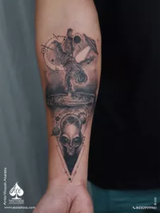 Alien and Astronaut Tattoo
